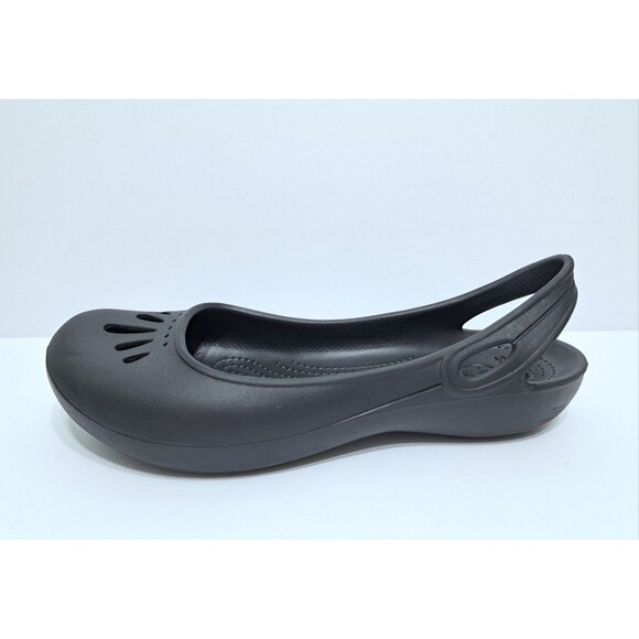 Crocs Women's 9 Thea Slingback Black Slip On Ballet Flat Comfort Shoes 11701 - Picture 2 of 10